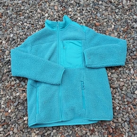 - Lands End Women’s Full Zip Fleece Size M 10-12 Teal Mock Neck Pockets . - Picture 1 of 5